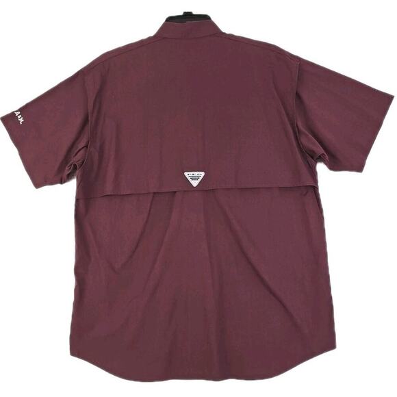 Columbia PHG ~Men's Size M~ Burgundy Vented Button Down Hunting Shirt Texas A&M - Picture 3 of 11